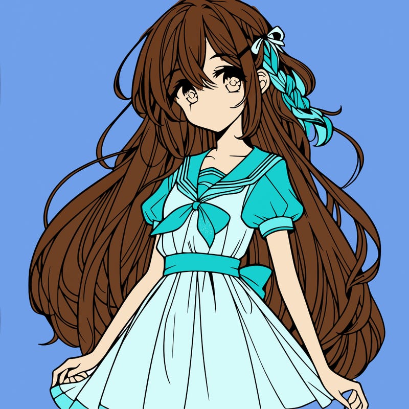 manga girl with long hair and dress