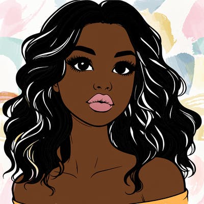 realistic girl with wavy hair and lips
