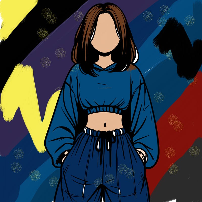 realistic girl faceless with baggy pants and a crop top