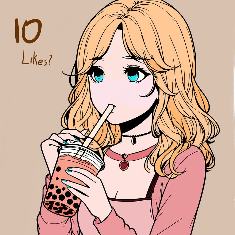 realistic girl drinking boba tea