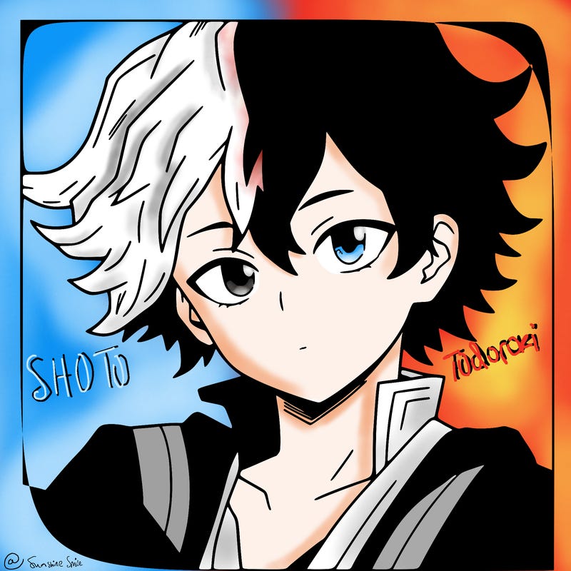 manga character with red and white hair