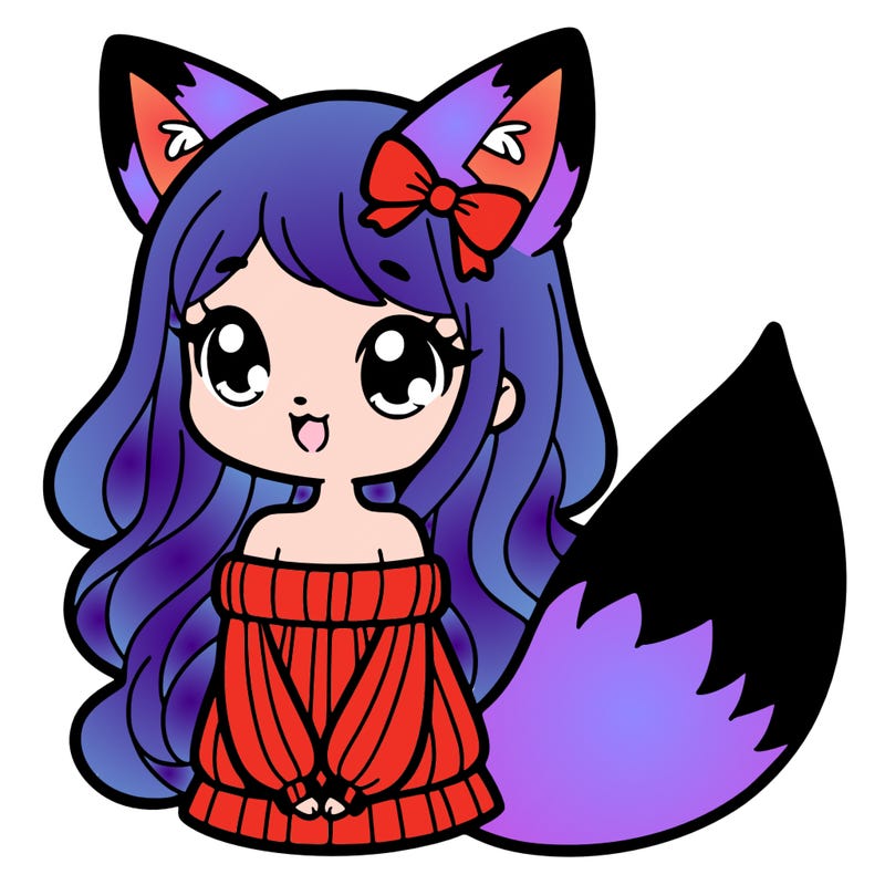 girl with fox ears and tail
