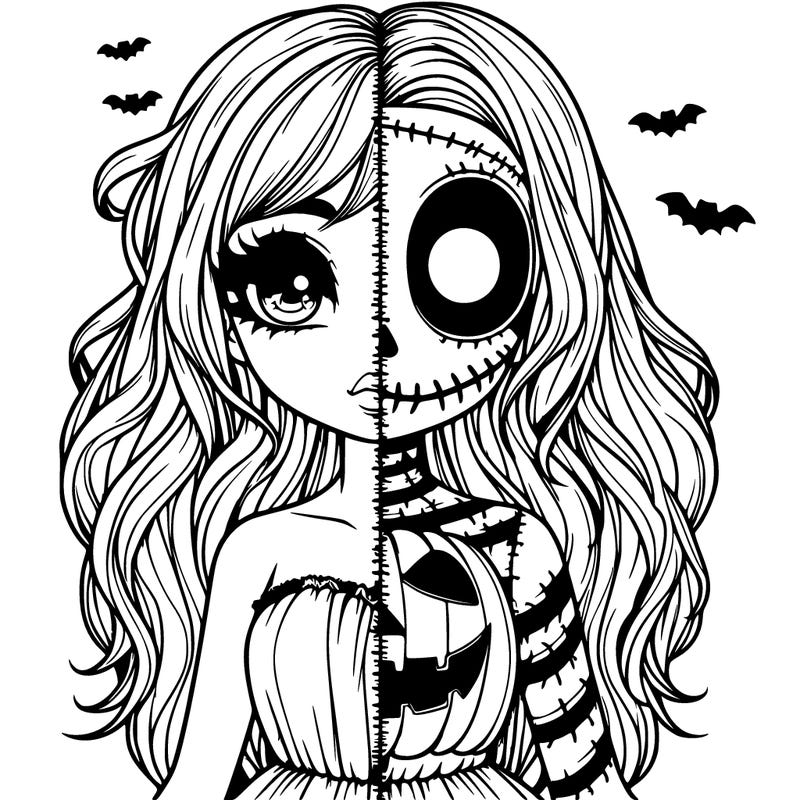 realistic girl halloween split