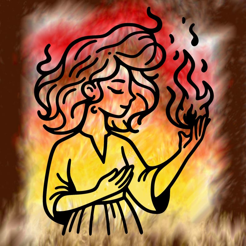 woman with fire