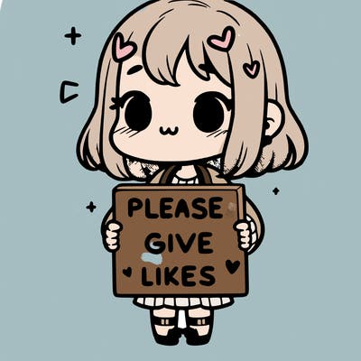 girl holding a sign that says “please give likes”