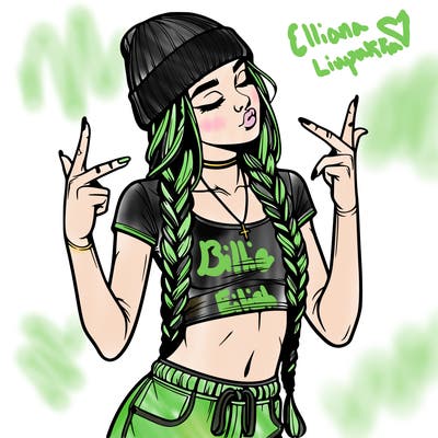 realistic teenage girl with braids and a beanie and crop top doing 🫶🏼