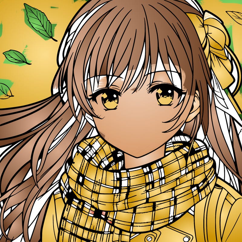 teen anime girl in fall wearing a scarf
