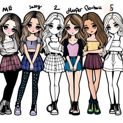 a group of girls realistic