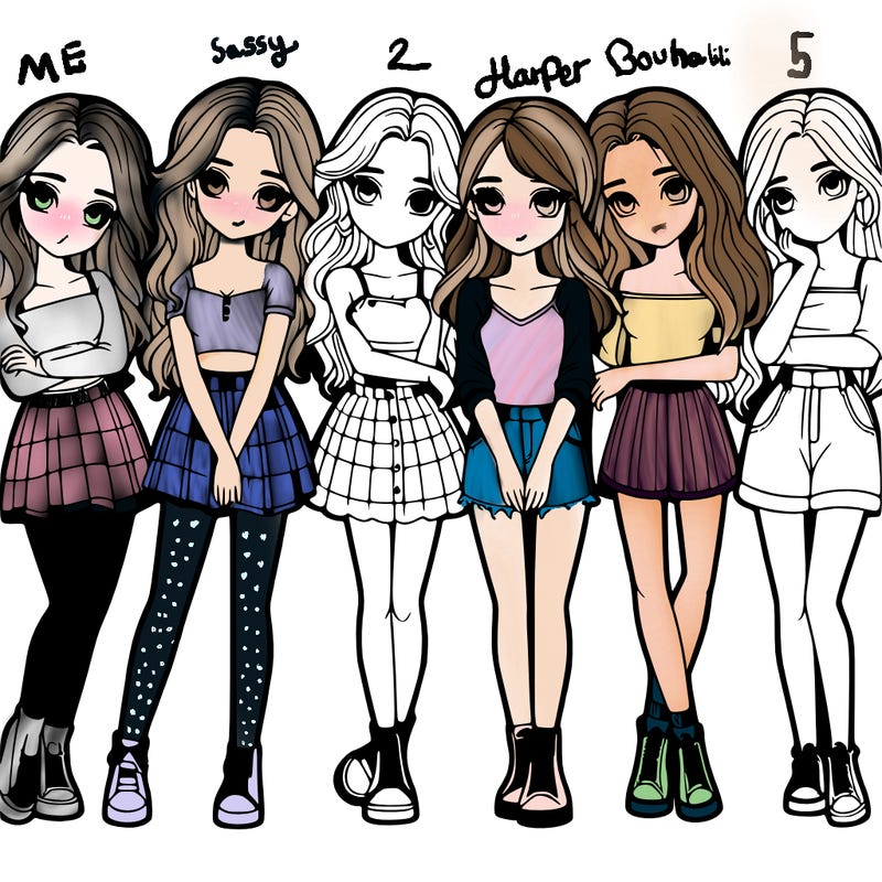 a group of girls realistic