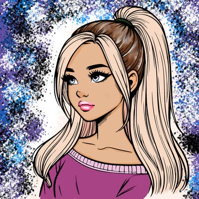 realistic girl with a high ponytail