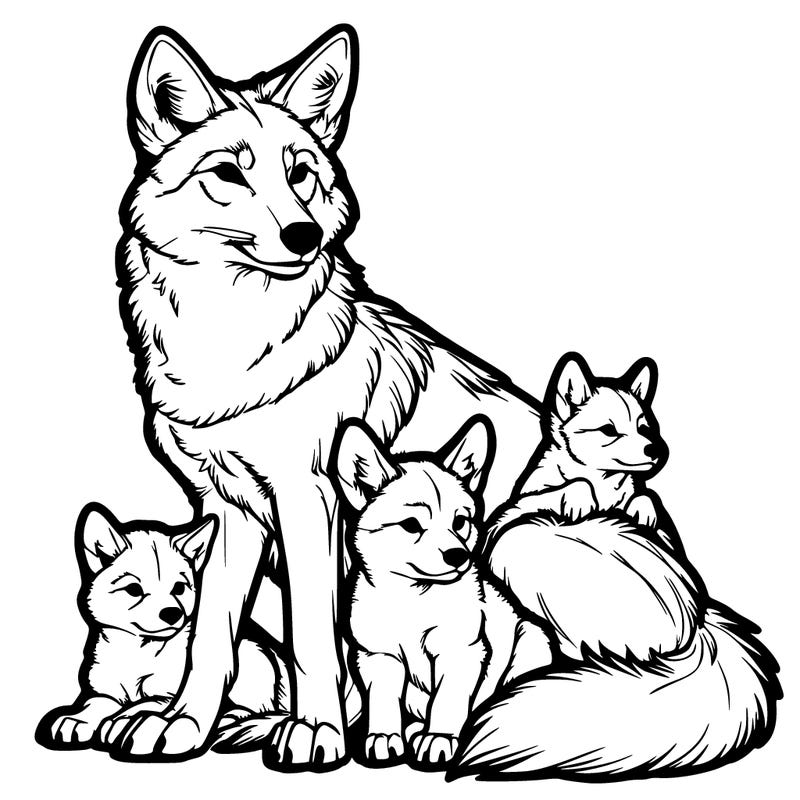 coyote with pups realistic