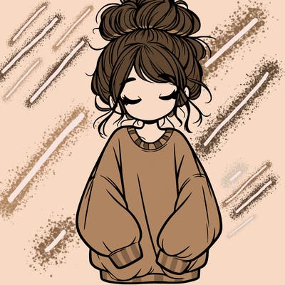 girl with baggy sweatshirt and messy bun