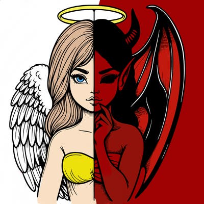 realistic angel half demon