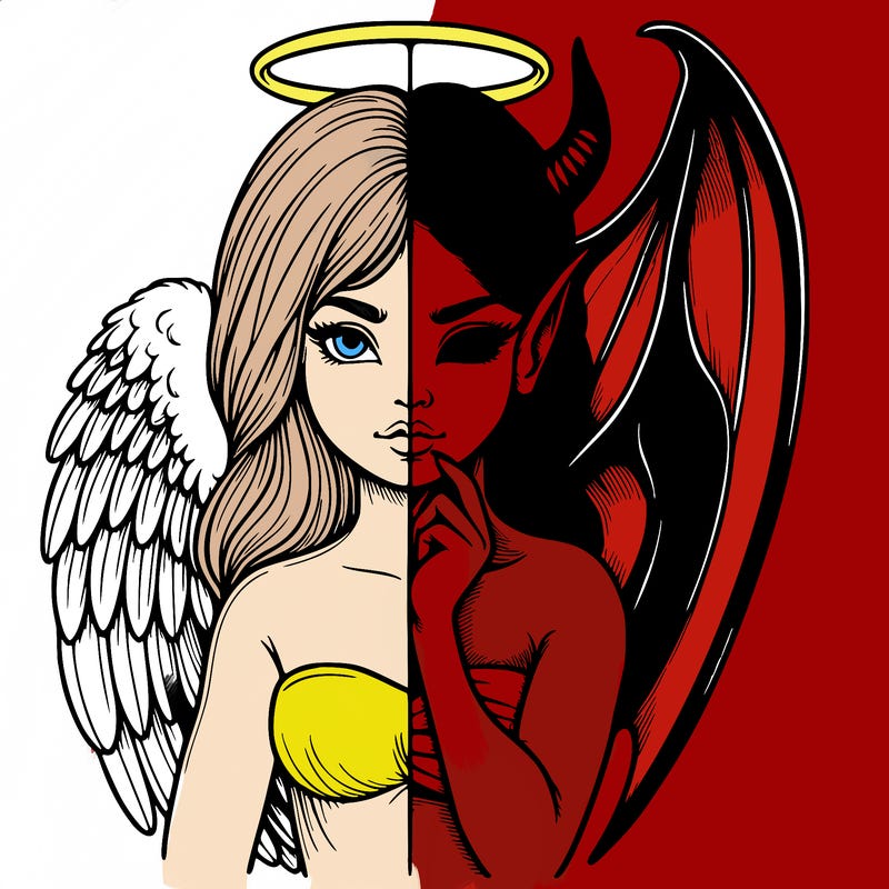 realistic angel half demon