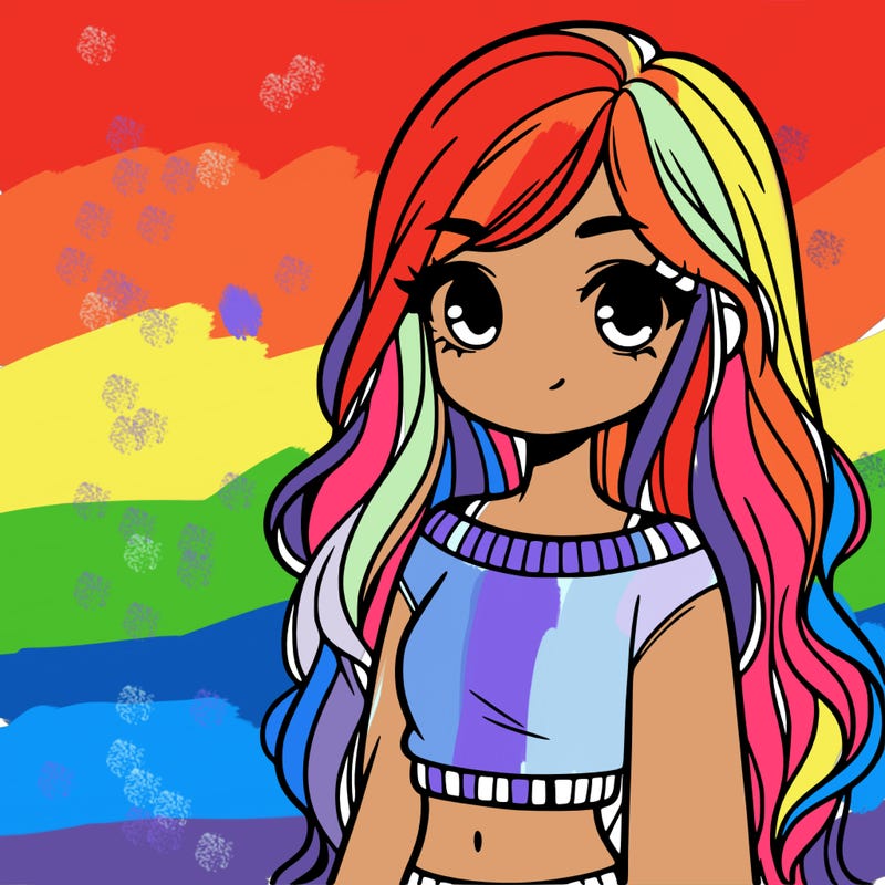 girl with long hair and a crop top with a sweater