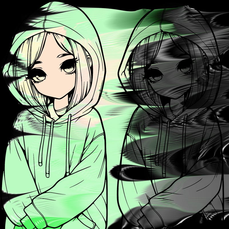 realistic girl with oversized hoodie