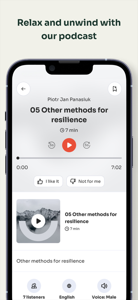 Mindgram - Mindgram app podcast interface for mental resilience training
