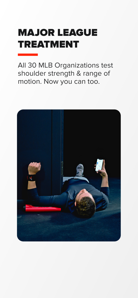 Arm Care - Athlete using Arm Care app for professional shoulder strength and range of motion testing