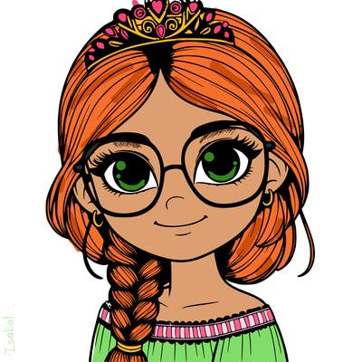 a girl with one braid and glasses who is a princess realistic
