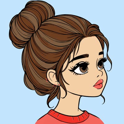 realistic girl with bun