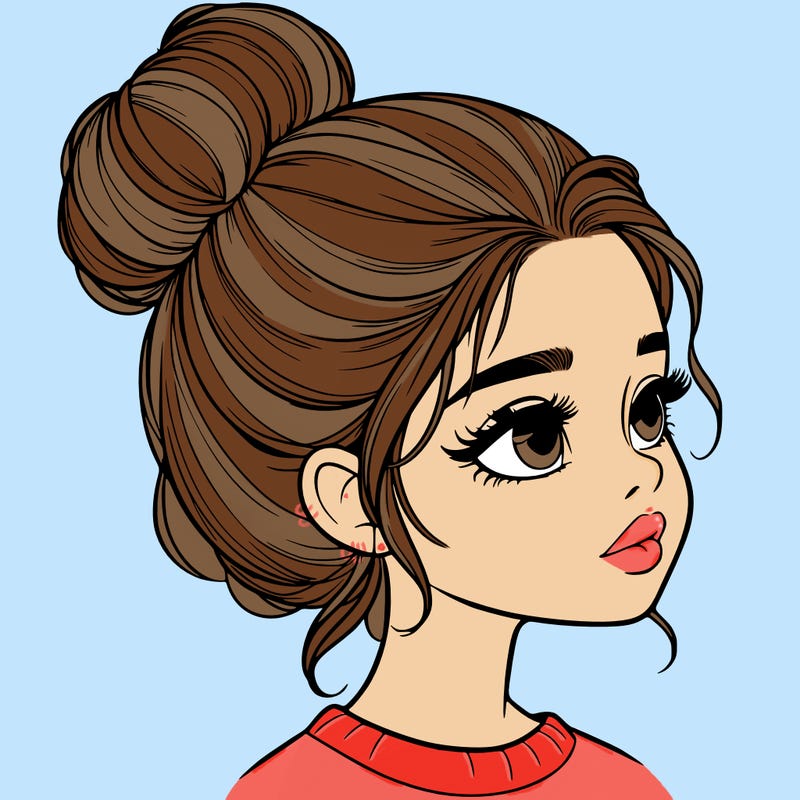 realistic girl with bun