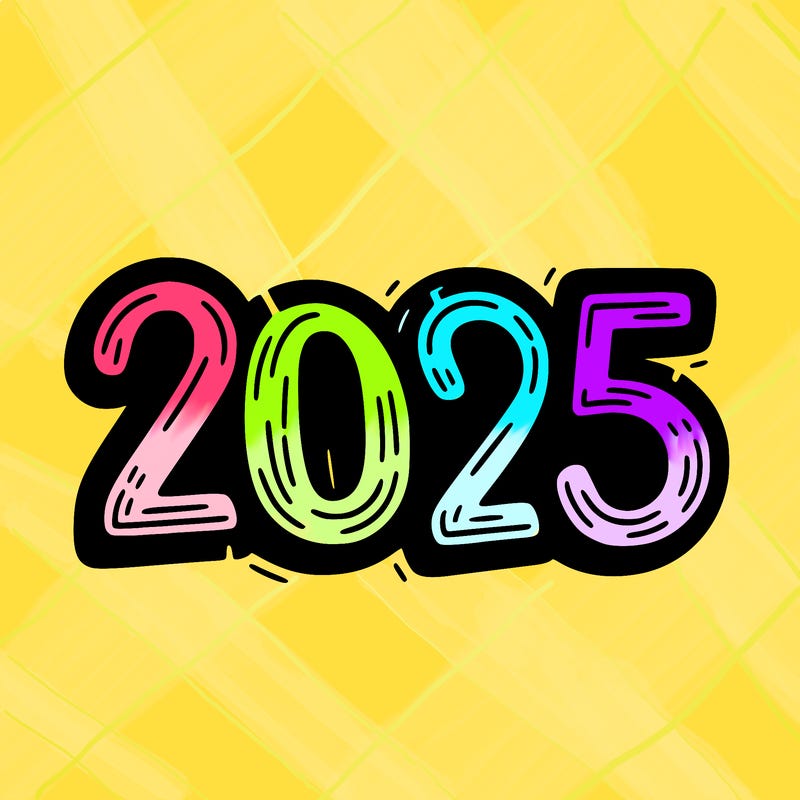 one line scrawled numbers sketch design “2025”