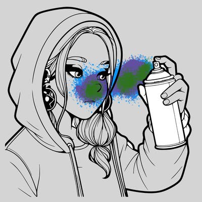 a realistic girl, spray painting
