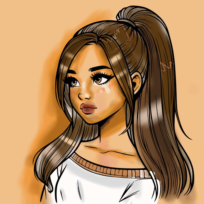 realistic girl with a high ponytail