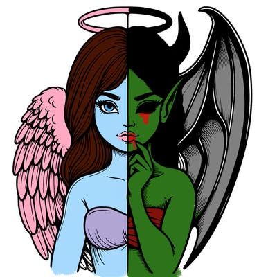 realistic angel half demon