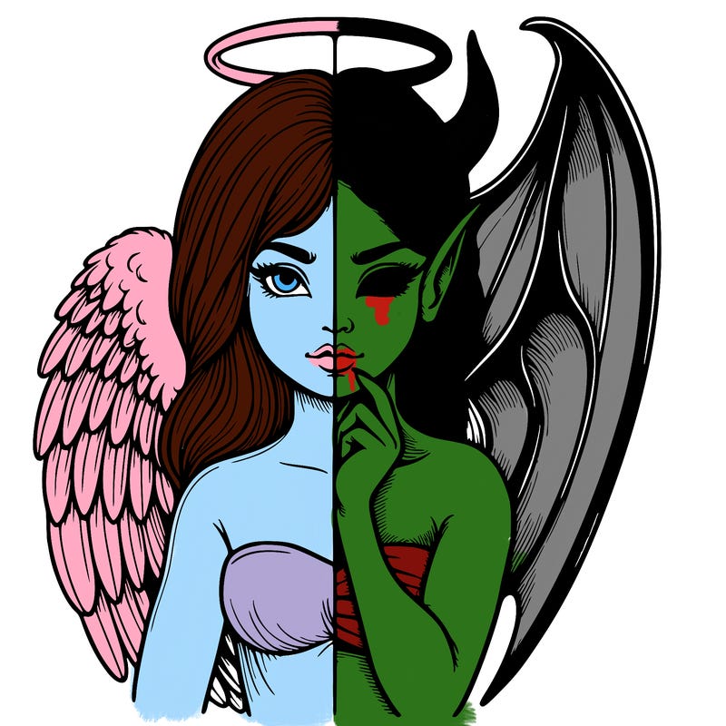 realistic angel half demon