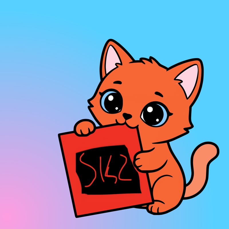 a small cat with a blank sheet of paper in its hand. the cat is sooooooo cute!