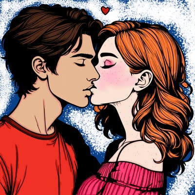 realistic couple kissing