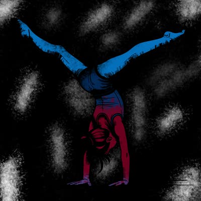 realistic gymnastic hand stand girl in four splits