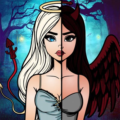 devil vs angel realistic girl