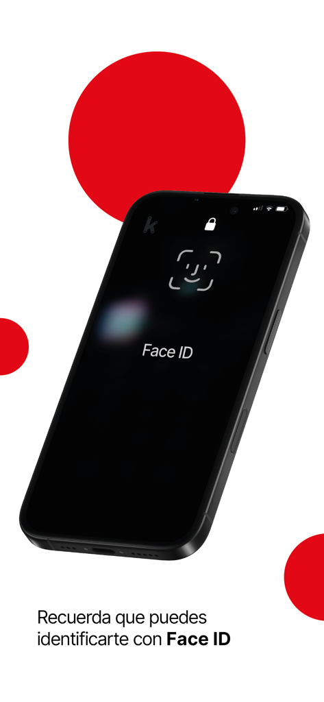 Kutxabank - iPhone screen displaying Face ID biometric login for the Kutxabank mobile banking app.
