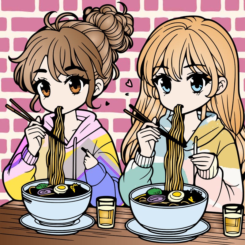 girls eating ramen