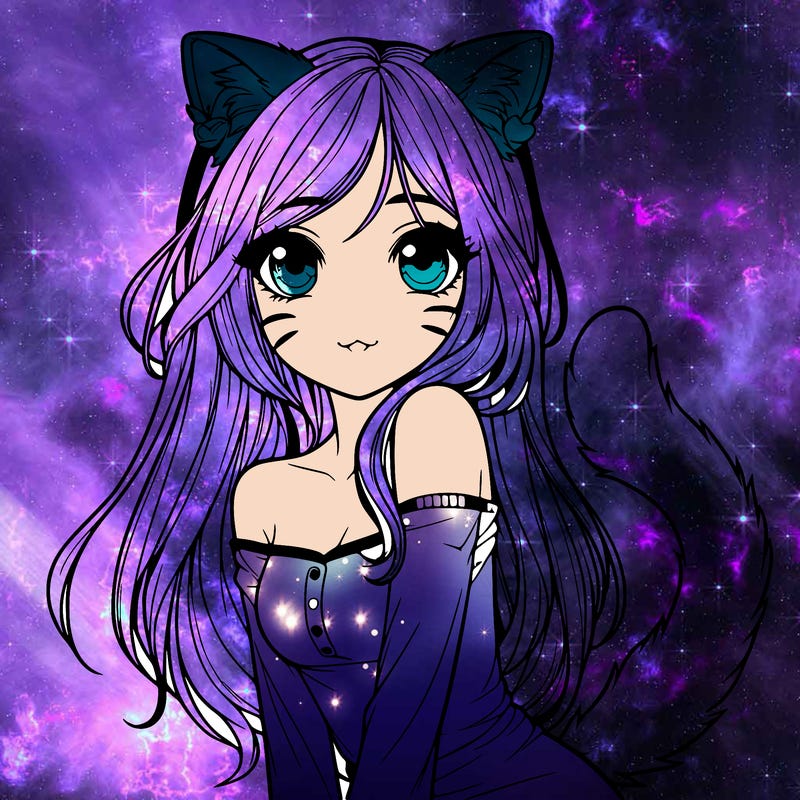 realistic girl with cat ears and tail