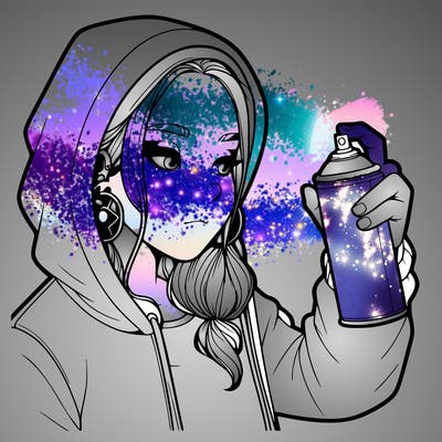 a realistic girl, spray painting