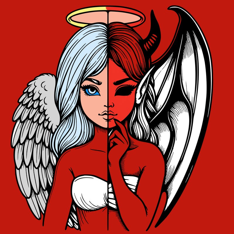 realistic angel half demon