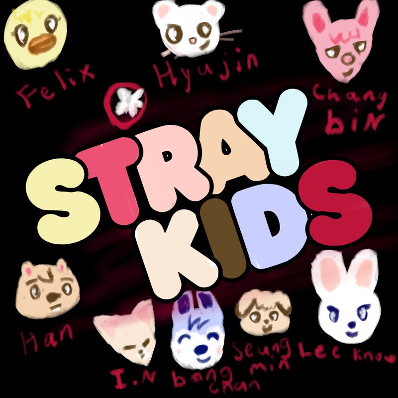 bubble letters saying stray kids