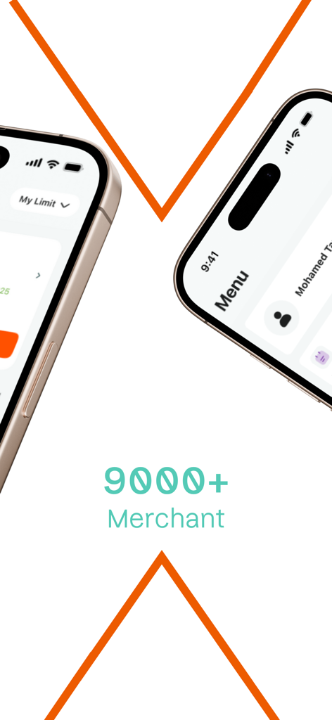 Valu - Dos smartphones mostrando la interfaz de la aplicación Valu con texto resaltando una red de más de 9000 comercios.