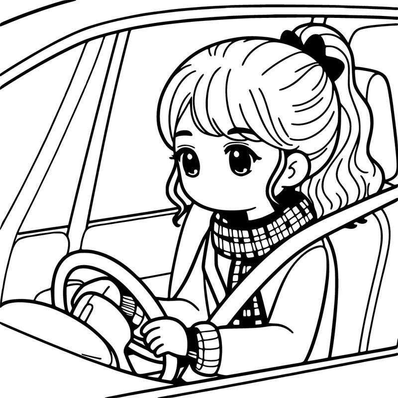 a girl in a car
