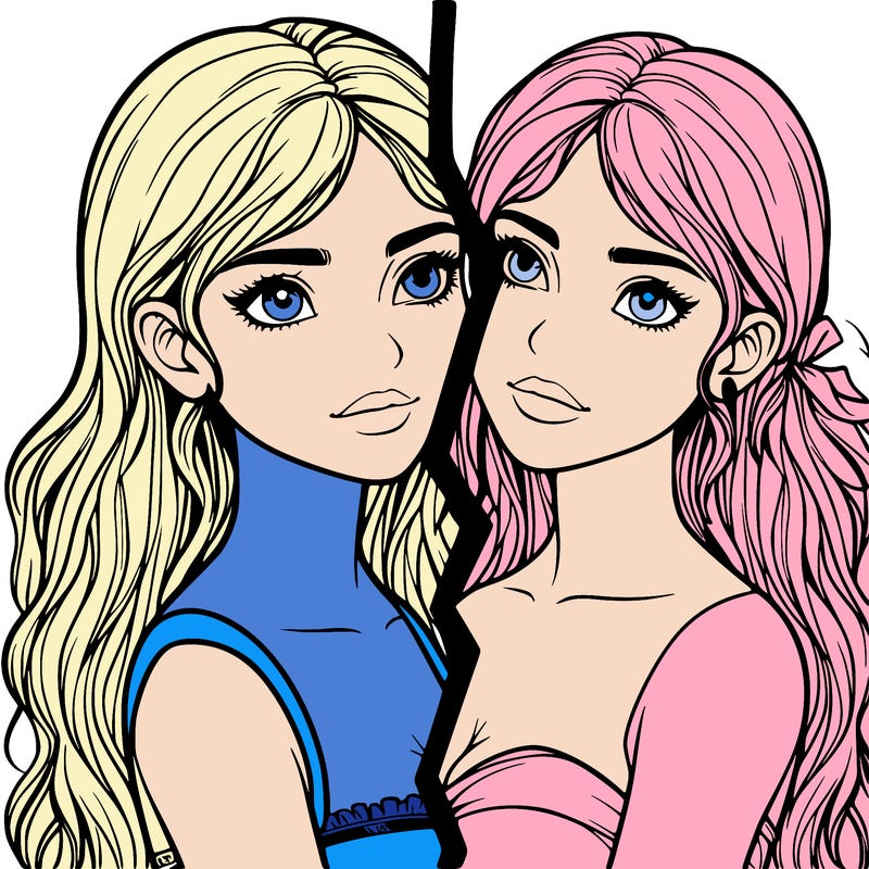 split realistic girl