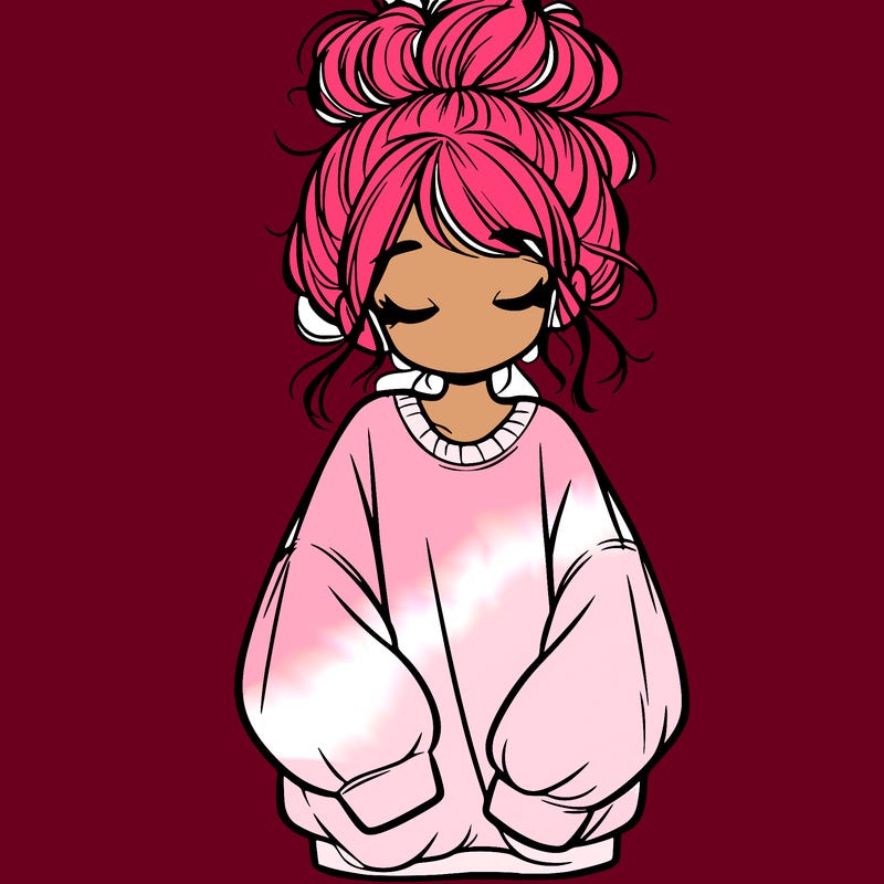 girl with baggy sweatshirt and messy bun