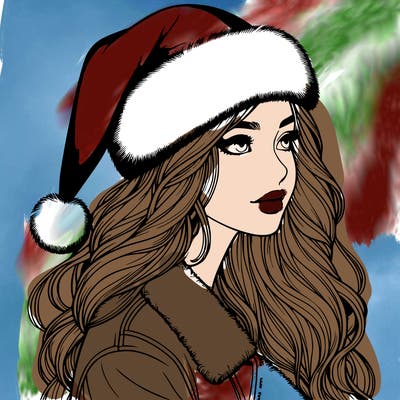 realistic girl in santa hat