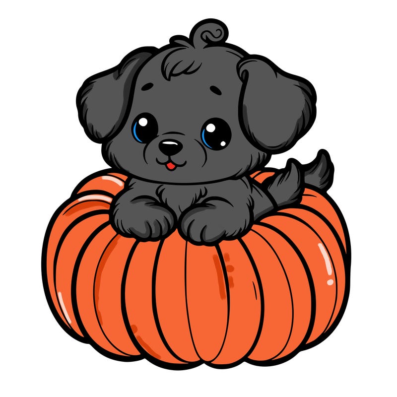 cute little puppy in a pumpkin