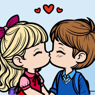 boy and girl kissing