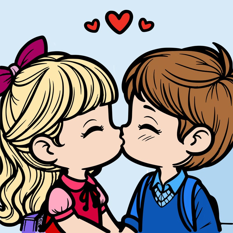 boy and girl kissing