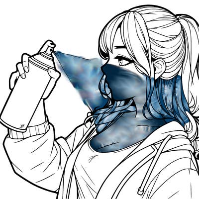 a realistic girl spray, painting
