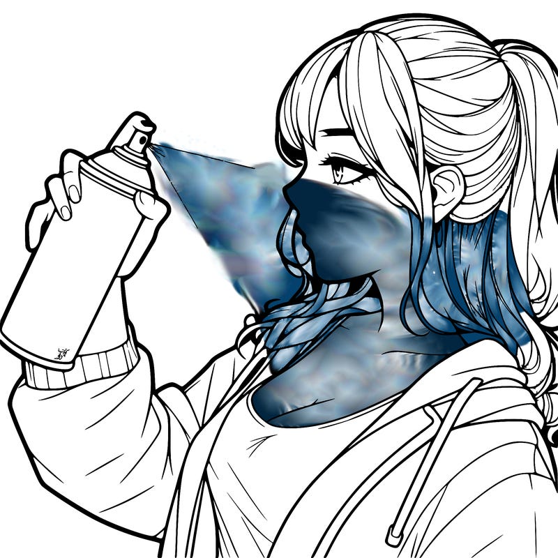 a realistic girl spray, painting